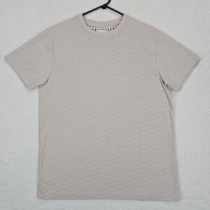 Cactus Man Ricky Singh Men's Textured Diamond Knit T-Shirt Slim Fit Ecru Beige